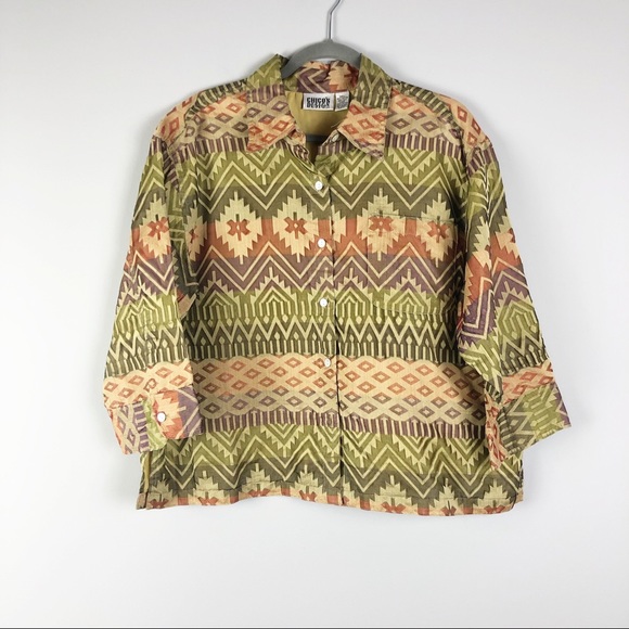 Chico’s Design Button Front Top - Picture 1 of 7